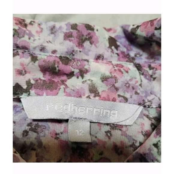 Sheer Floral Button Down Sleeveless Shirt - Pink and Purple - Picture 2 of 8